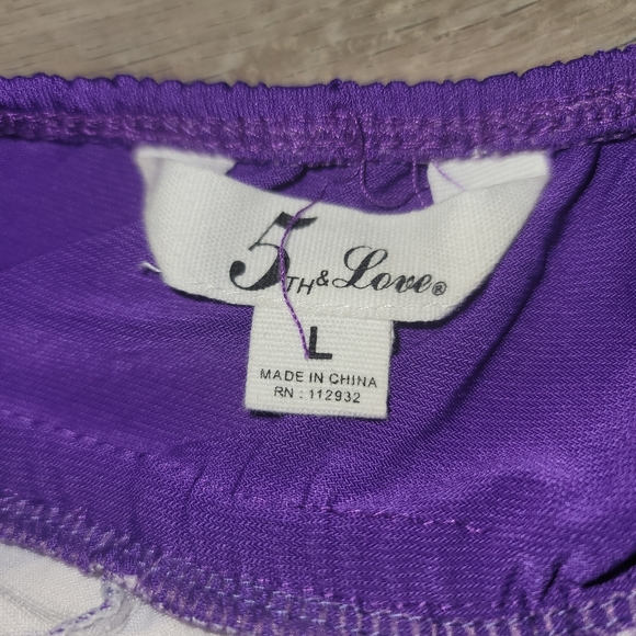 5th & Love Halter High-Low Dress or swim coverup Chevron print purple and white - Picture 3 of 4